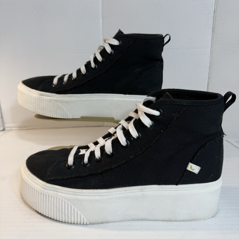 Dr. Scholl's 11 For Now Hi Black Fabric Lace Up Chunky Platform Mid Top Sneakers
